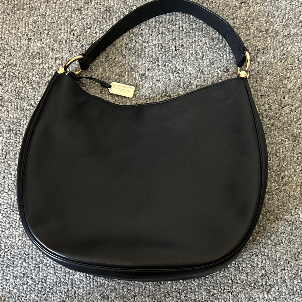 Coach Black Leather Shoulder Hobo Bag - Picture 2 of 11